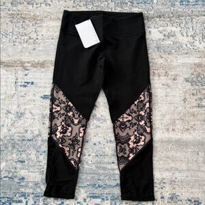 Black and Pink Lace Leggings